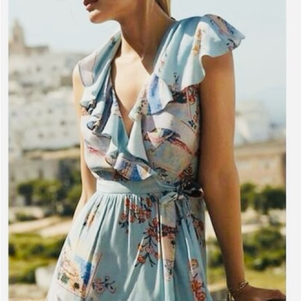 NWT Floral Ruffle Wrap Dress